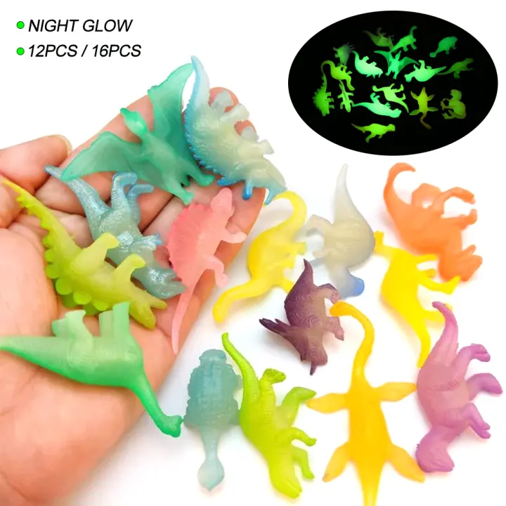 SF 12/16pcs Glow in Dark Dinosaur Model Toys Jurassic World Noctilucent Tyrannosaurus Toy Kids Action Figure Collectible Model Toys Gifts