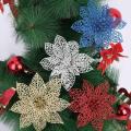 New Party 15cm Flowers Christmas Xmas Tree Decorations Glitter Hollow. 