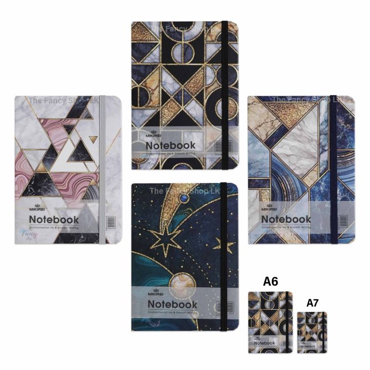 Mikirei Notebook Hardcover A6 A7 Autograph Diary Abstract Marble Shapes Star Design