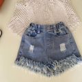 Girls Outfit Sets Summer Kids Casual Clothing For Girl Tank Top And Knit Top+Denim Shorts 3PCS Set Children's Baby Girl Clothing. 