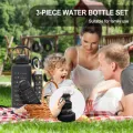 3 in 1 Motivational Water Bottle, Spirit GYM Gallon with Time Marker Large Capacity, Leakproof BPA Free Fitness Sports Water Bottle. 