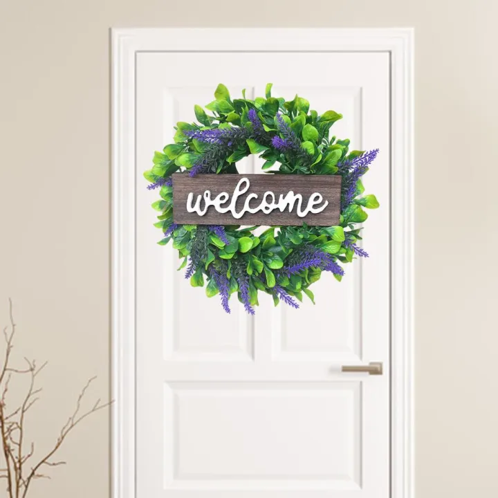 Welcome%20Sign%20with%20Lavender%20Wreath%2013in%20Artificial%20Eucalyptus%20Wreath%20Greenery%20-%20Image%203