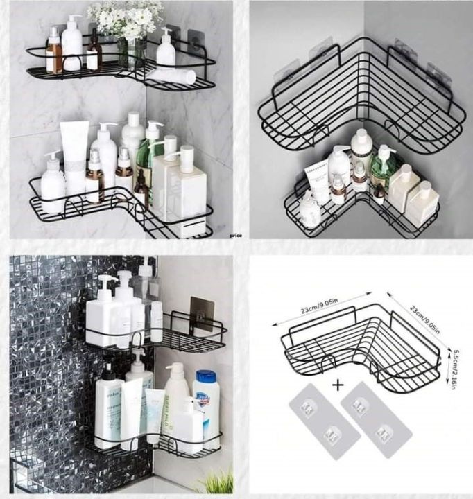 Multipurpose Kitchen Bathroom Metal Corner Shelf Wall Mount Storage ...