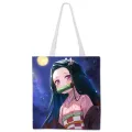 【ALLGOOD】Anime Demon Slayer Kimetsu No Yaiba Colorful Digital Printing Shoulder Bag Girls Canvas Shopping Bag Tote Bag. 