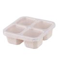 【WEJA】4 Compartments Snack Boxes Wheat Straw Meal Prep Reusable Food Storage Lunch Box for Adults & Kids. 