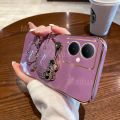 For OnePlus Nord CE 3 Lite CE3 CE 2 5G CE 2 Lite 5G Nord 3 N20 5G N20 SE N30 N200 5G N300 Back Cover with Cute Cat Makeup Mirror Stand Bracket Luxury 6D Plating Shiny Bling Case Square Edge Soft Silicone Mobile Phone Cases Pouch Girls. 