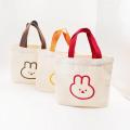 canvas rabbit canvas bag Practical red handbag canvas tote bag Cute bunny print bag for Daily use School bag Picnic bag Gift bag Fashion accessory. 