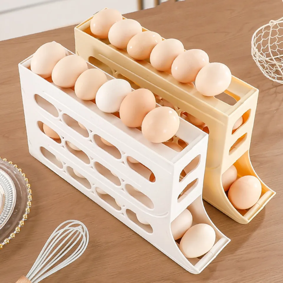4-layer Rolling Egg Rack Large Capacity Egg Storage Box for Fridge Space-saving 30 Egg Organizer with Automatic Rolling Feature Favorite Rolling Egg Holder | Daraz.lk