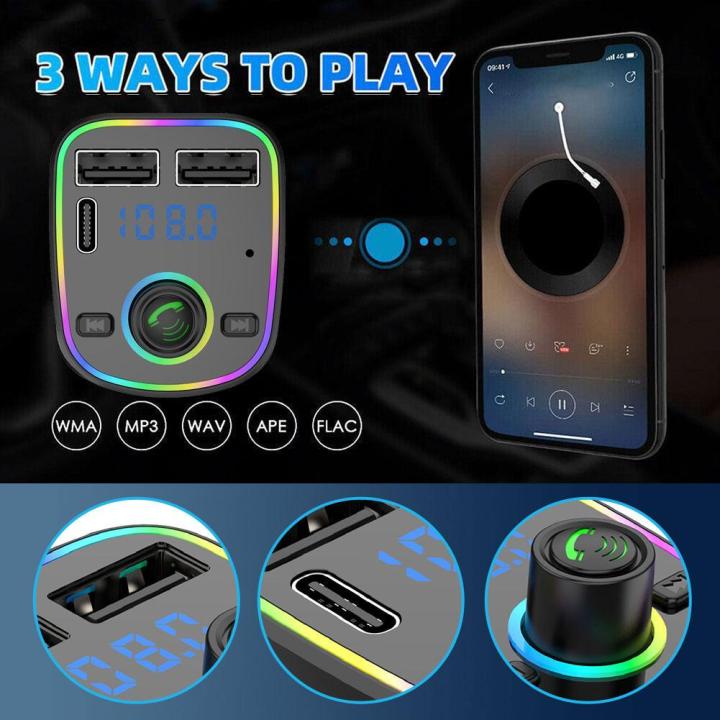 Car%20Bluetooth%205.0%20FM%20Transmitter%20PD%20Type-C%20Dual%20USB%203.1A%20Fast%20Charger%20Colorful%20Ambient%20Light%20Handsfree%20MP3%20Modulator%20Player%20-%20Image%206