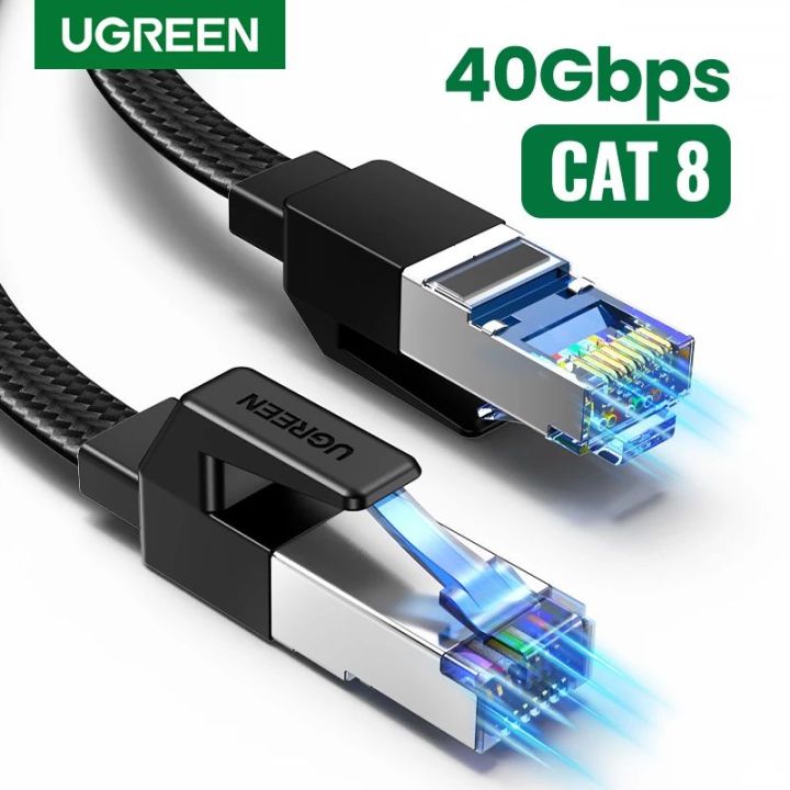 UGREEN Cat 8 Ethernet Cable, High Speed Braided 40Gbps 2000Mhz Network Cord Cat8 RJ45 Shielded Indoor Heavy Duty LAN Cables Compatible for Gaming PC PS5 Xbox Modem Router