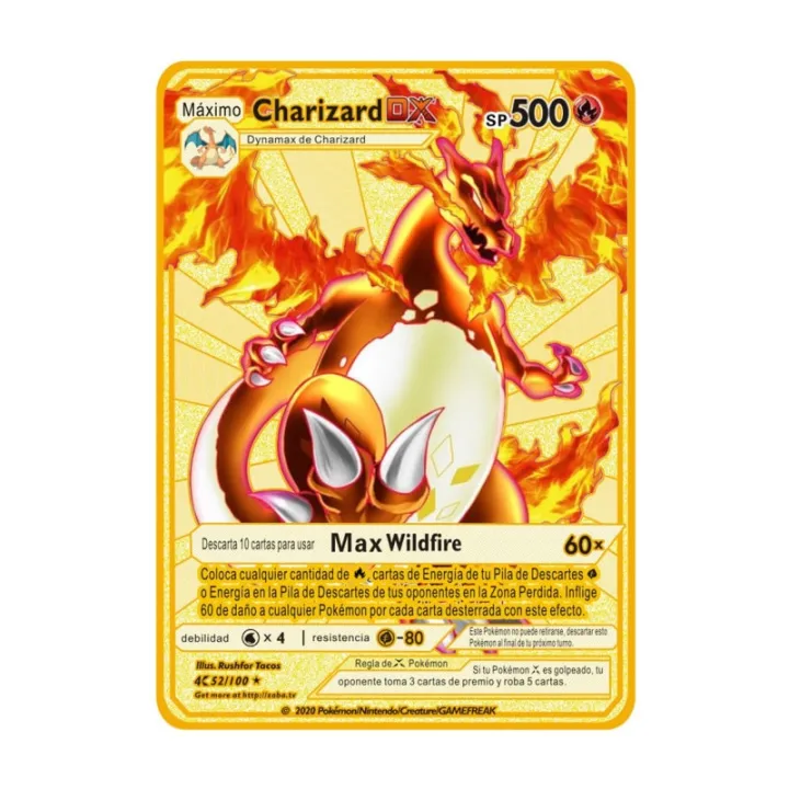 pokemon%20cards%20golden%20Spanish%20Pokemon%20Metal%20Cards%20Pok%C3%A9mon%20Letters%20Charizard%20Pikachu%20V%20VMAX%20Collection%20Gold%20Card%20GX%20Original%20Collection%20Toy%20Kid%20GiftsParty%20Games%20Crafts%20-%20Image%204