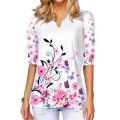 Women O-Neck, Half Sleeve Summer Graphic Tee Polyester T-Shirt Elegant Casual Loose Fit Office Wear Ribbed Fashion Tee Shirt Blouse Ladies Simple Tops Colors In White Mixed Color Flower Butterfly Design S, M, L Xl Size. 