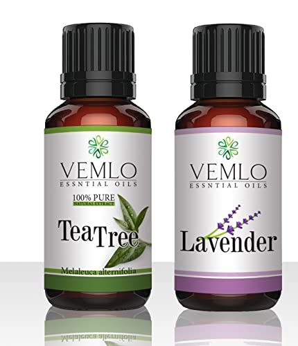 Vemlo Tea Tree & Lavender Essential Oils - 30ml + 30ml | Pure 100% Natural for Healthy Skin, Face, and Hair (FROM INDIA)SAB