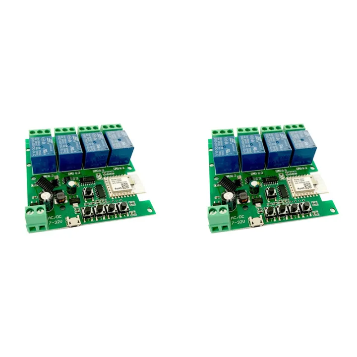 2X Zigbee Tuya Smart 4CH Relay Module DC5V 7-32V RF433Mhz Remote Control Light Switch Work with Alexa Google Home