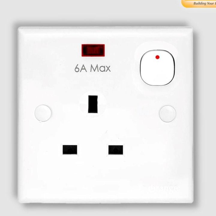 SOCKET OL W/NEON SWITCH 6A MAX 6A/250V