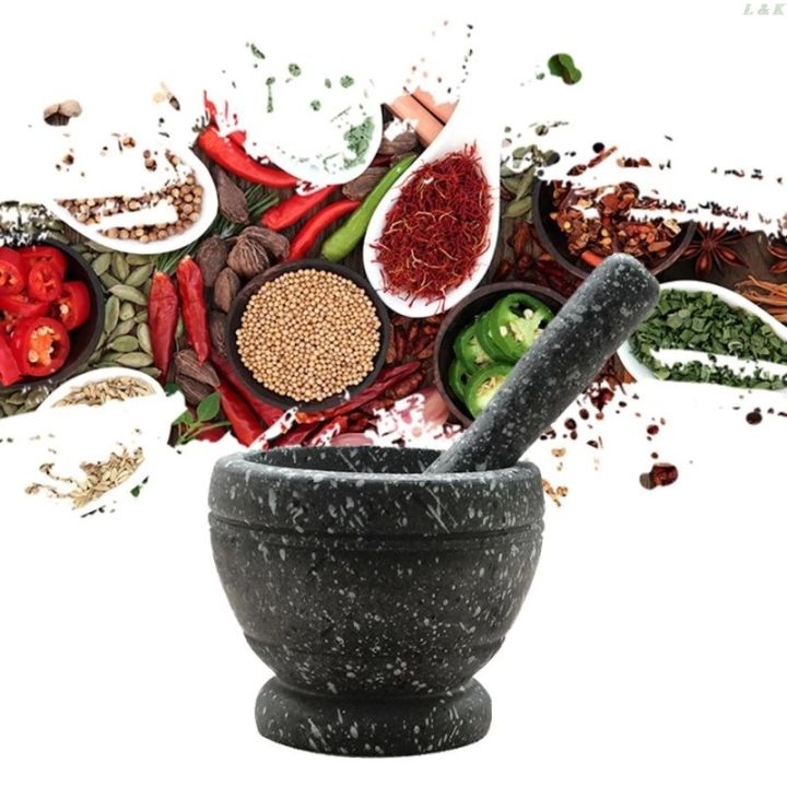 Spice Crusher Resin Bowl Mortar Pestle Spice Pepper Crusher Herbs Grinder Garlic Mixing Press Grinders Weed Bowls Kitchen Tools-Color Family:Grey