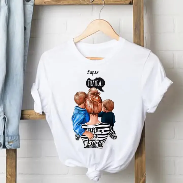 Striped%20Son%20Daughter%20Mom%20Mother%20Tee%20Shirt%20Lady%20Clothes%20Top%20Short%20Sleeve%20Fashion%20Tshirt%20Summer%20Female%20T%20Women%20Graphic%20T-shirts%20-%20Image%202