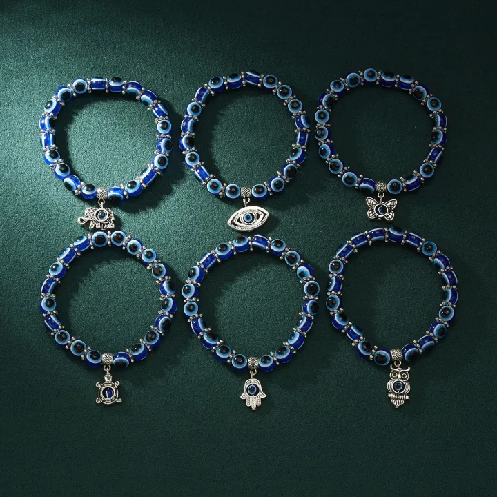 Blue%20Evil%20Eye%20Bracelet%20Hand%20of%20Fatima%20Turkey%20Thousand%20Eyes%20Wish%20Handmade%20Women's%20Resins%20Bead%20Bangle%20Elastic%20Bracelets%20Jewelry%20-%20Image%204