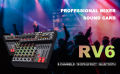 BOMGE RV6 Professional 6-Channel Audio Mixer with 16 DSP Effects, 7-Band EQ, Independent 48V Phantom Power Function, USB Interface Recording, Suitable for Studio/DJ Stage/Party/Home Recording. 