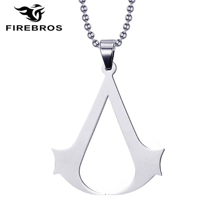 FIREBROS 20/24 Chain Stainless Steel Assassin Syndicate Creed Pendant Game Movie Anime Cosplay Necklace Men Jewelry Kids Gift