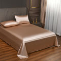 Satin Silk Bed Sheets for Summer Plain Flat Sheet for Double Bed Twin/Full/Queen/King Size Bed Linen (pillowcase need order). 