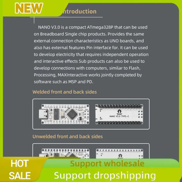 Excellent%20Improved%20Atmega328p%20Development%20Board%20Type-C%20Interface%20Compatible%20With%20For%20Arduino%20Nano%20V3.0%20CH340G,%20White%20B%20Durable%20E%20-%20Image%202