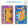 Leiyan2025 Double-sided Kids Wooden Puzzle/2in1 Creative Strip Puzzle Jigsaw Toy for Children/Animal Vehicle 3D Stacking Puzzle/Montessori Early Learning Toy/Early Education Puzzle. 
