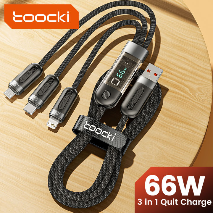 Toocki%2066W%203%20in%201%20Transparent%20Digital%20Display%20Cable%20Fast%20Charge%20USB%20Type%20C%20Cable%20For%20Type%20C/Micro/Lightning%20Data%20Cord%20Wires%20-%20Image%203