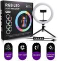 RGB Ring Light Ring Light With 8ft Stand Tripod 10 Inch Selfie LED Ring Light With Adjustable Phone Holder 360 Rotatable Ring LED Studio Camera. 