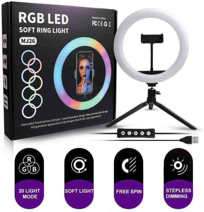 RGB%20Ring%20Light%20Ring%20Light%20With%208ft%20Stand%20Tripod%2010%20Inch%20Selfie%20LED%20Ring%20Light%20With%20Adjustable%20Phone%20Holder%20360%20Rotatable%20Ring%20LED%20Studio%20Camera%20-%20Image%202