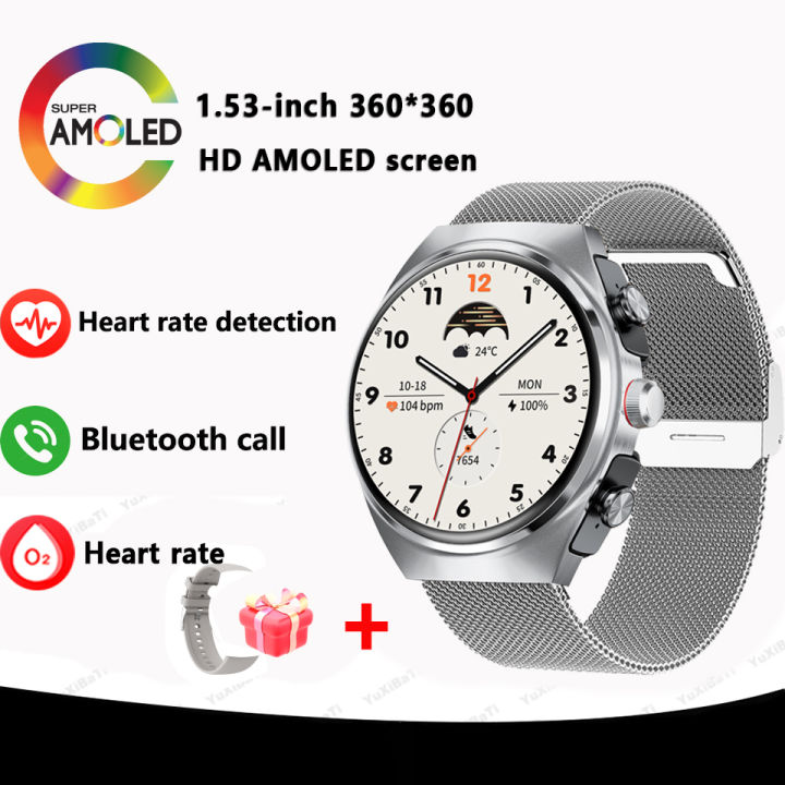 For Huawei Exercise Fitness Smart Watch Men Watch 4 Pro AMOLED HD Screen Bluetooth Call NFC Heart rate GPS SmartWatch 2024 New
