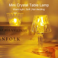 [lowest price] ins crystal small table lamp LED diamond night light bedroom bedside atmosphere light transparent acrylic warm light. 