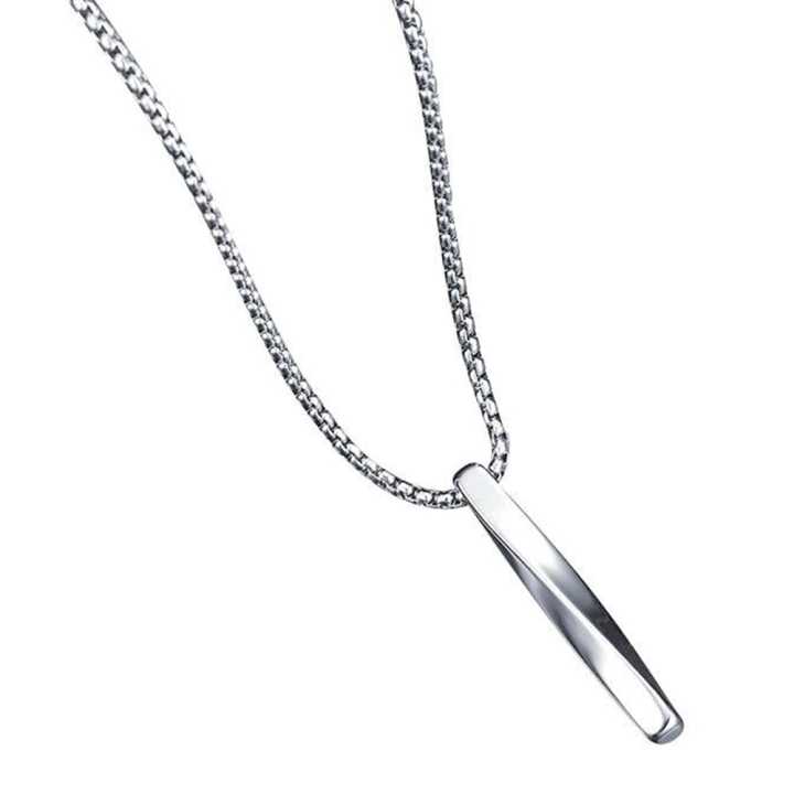 Spiral Rectangle Pendant Necklace-Cool Vertical Cuboid Stick Chain Necklace-Stainless Steel Jewelry Gift