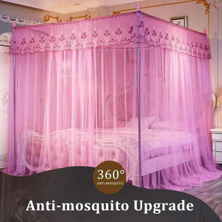 Luxury%20Mosquito%20Net%20Princess%20Canopy%20Bed%20Curtains%204%20Corner%203%20Side%20Openings%20Post%20Bed%20Curtain%20Canopy%20Netting%20Bedding%20No%20Bracket%20-%20Image%203