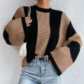 Yfashion Women's Striped Color Block Long Sleeve Sweater Oversized Outfits Knit Pullover Tunic Tops. 