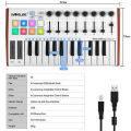 TUNAMINI 25 Keys USB MIDI Keyboard Controller 8 RGB Backlit DJ Pianos Trigger Colorful Pads. 