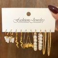 New 12Pcs/Set Green Crystal Pearl Set Earrings Snake Butterfly Female. 