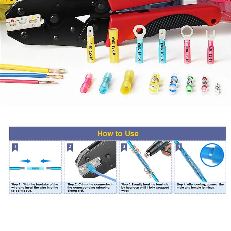 Heat Shrink Butt Crimp Connectors 12-10AWG Waterproof Seal Crimp Terminals 100x - View #9