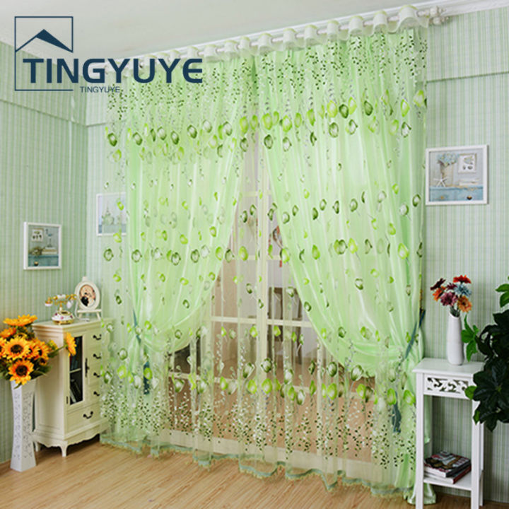 Tulip Flower Voile Curtain Drape Panel Room Sheer Home Door Window Decoration