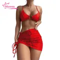 Muses Mall Quick-drying Printing Women Swimsuit 3pcs Bikini Set with Overst Quick-drying Women Swimsuit for Beach Babes Swimsuit Set. 
