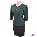 Round Neck Top With Long Sleeves Fashionable Office Wear Blouse. 