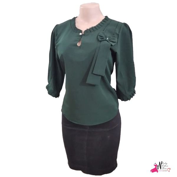 Round%20Neck%20Top%20With%20Long%20Sleeves%20Fashionable%20Office%20Wear%20Blouse%20-%20Image%204