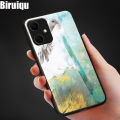 Biruiqu For Samsung Galaxy A05 Shockproof Fashion Marble Tempered Glass Back Case Cover. 