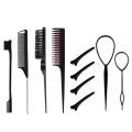 10Pcs Braid Tool Plastic Hair Styling Comb Set New Rat Tail Combs Teasing Hair Brush Edge Brush Hair Tail Tools Triple Teasing Comb. 