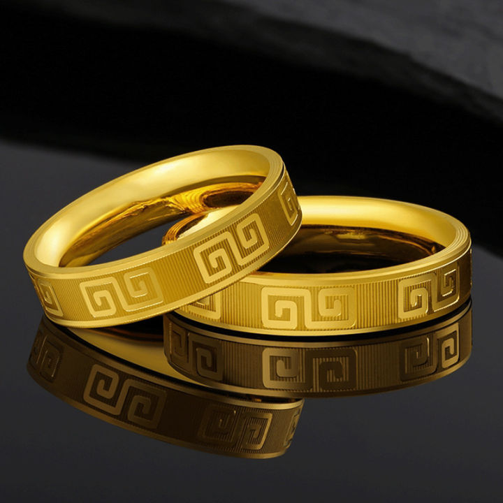 Vietnam sand gold back pattern ring retro rich auspicious brass gold ...