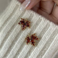 1Pair Fashion New Red Maple Leaf Earrings Simple Personality Women Party Earring ANLAN. 