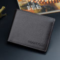 【ZOSR】New Wallet Short Men's Thin Wallet Horizontal Business Casual Lychee Pattern Retro Soft Leather Wallet. 