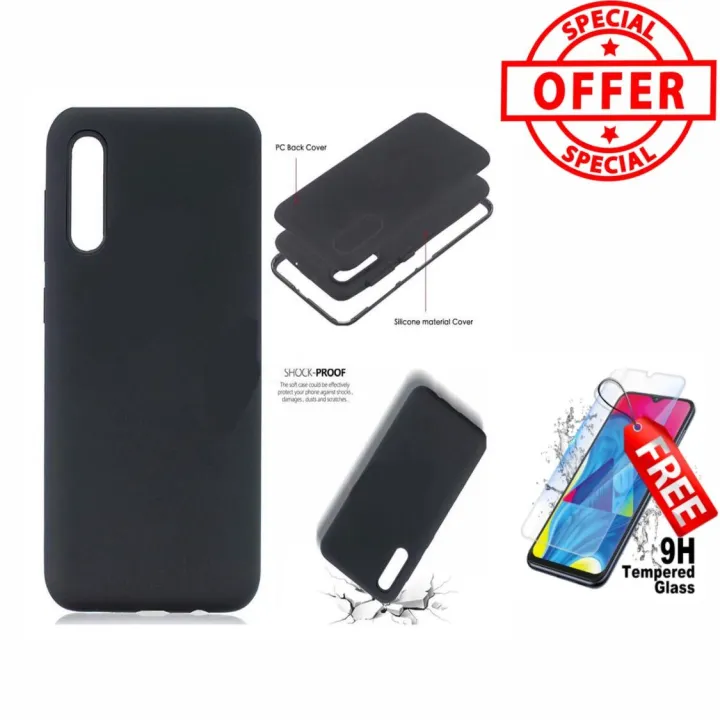 SSM Samsung M20 Back Cover Black With Free Tempered Glass