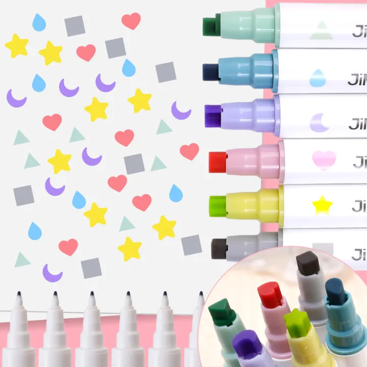 6%20Colors%20Stamp%20Art%20Marker%20Double%20Headed%20Highlighter%20Pen%20Star/Heart/Moon/Drop/Square%20for%20Scrapbook%20Student%20Stationery%20-%20Image%202