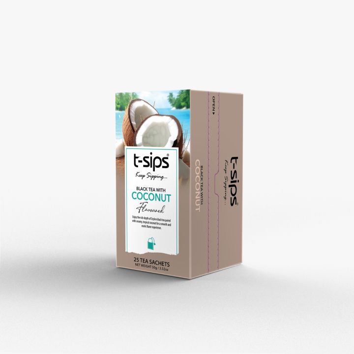 t-sips Coconut Flavoured Black Tea 2g X 20 tea bags (enveloped)